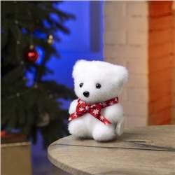 Светодиодная фигура «Медвежонок в бабочке» 9×12×8 см, флок, батарейки CR2032×2 (не в комплекте), свечение тёплое белое