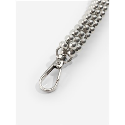 Ручка для сумки, шнур из бусин, 28 см, цвет серебряный