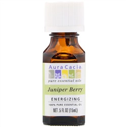 Aura Cacia, 100% чистое эфирное масло ягод можжевельника, 0.5 жидкой унции (15 мл)
