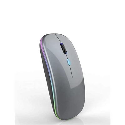Отличная мышка с Двумя типами подключения Bluetooth + беспроводная с USB,2, подсветка, шикарный глянцевый серый
