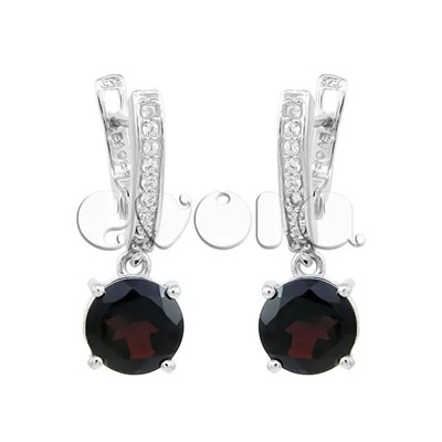 Серьги из серебра гранат, Хоста