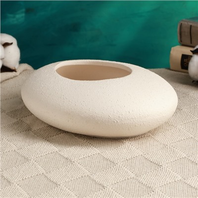 Декоративное кашпо - бонсайница «Галька», 800 мл, 23×18×7 см, керамическое, белое, Greengo