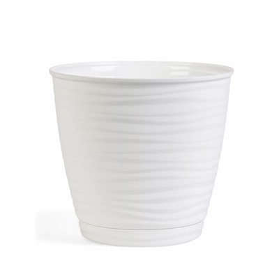 Горшок для цветов с поддоном Saffron, 2.6 л, d=17.7 см, h=16.2 см, пластиковый, белый