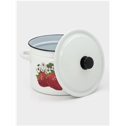 Кастрюля эмалированная, 9 л, d=26.5 см, с крышкой, белая