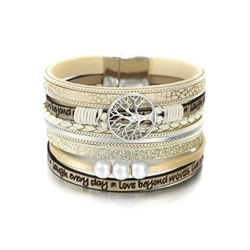 Браслет, жемчуг swarovski, кожа, сталь, ALBW85