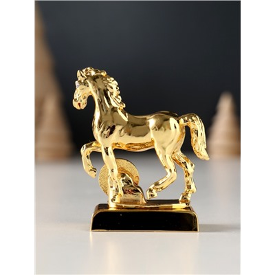 Фигурка металл «Лошадь» с монеткой и пожеланием «Здоровья», 5.5×2.5×6 см