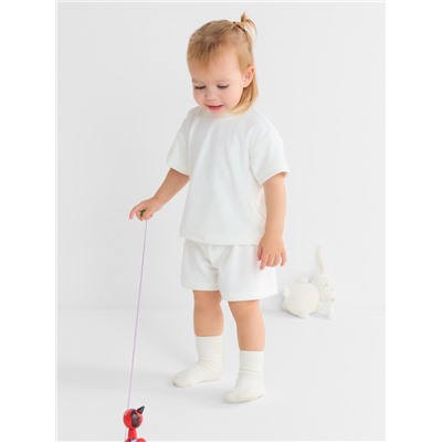 Костюм (шорты и футболка) Крошка Я Plushy, р. 74-80 см, молочный