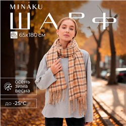 Шарф зимний с кистями MINAKU 65*180 + 8 см клетка