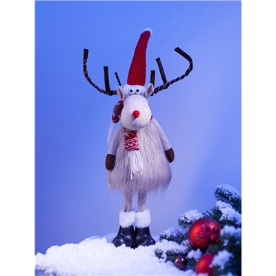 Фигура текстиль «Новогодний лосик» 58 см, 10 LED, от батареек CR2032×1, свечение тёплое белое