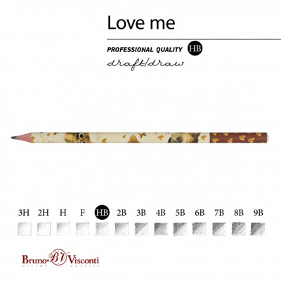 Карандаш черногр. "ЛЮБОВЬ.Котики.Счастье" трехгрвнные НВ 21-0030/79 Bruno Visconti