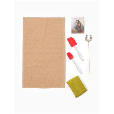 Набор подарочный Доляна «Лошадь», 6 предметов, полотенце и аксессуары