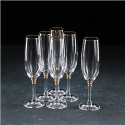 Набор бокалов для шампанского из хрустального стекла Bohemia Crystal «Оливия», 190 мл, 6 шт.