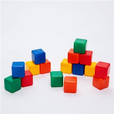 Кубики детские, пластиковые, цветные, 16 штук, 4 × 4 см