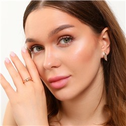 Комплект ювелирная бижутерия коллекция  "Дубай" серьги и кольцо 20 р, покрытие: позолота, вставка: фианиты, цвет: прозрачный, Уценка, арт.08.3306 (314.558-20 )