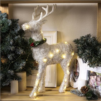 Светодиодная фигура «Олень» 30×46×15 см, акрил, батарейки ААх2 (не в комплекте), свечение тёплое белое