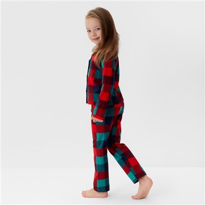 Пижама детская новогодняя (рубашка и брюки) KAFTAN Xmas mood, размер 30 (98-104 см), красно-зелёная