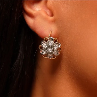 Серьги ювелирная бижутерия Итальянское золото (покрытие желтое 14к), вставка: фианиты, цвет: прозрачный, арт.313.373