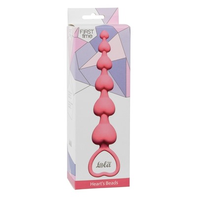 Розовая анальная цепочка Heart s Beads Pink - 18 см.