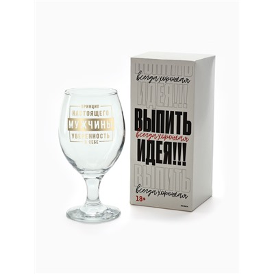 Бокал для пива с надписью «Принцип настоящего мужчины», 400 мл