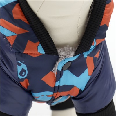 Комбинезон для собак«Камуфляж», размер XXL, ДС 40, ОШ 42, ОГ 54 см, на меховом подкладе, синий