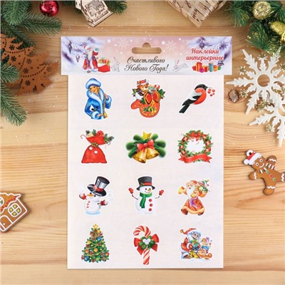 Наклейки на окна «Новогодние» 12 наклеек в наборе, 9×9 см
