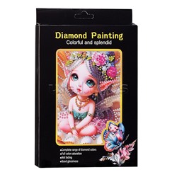 Мозаика алмазная "Малышка в ракушке" 15*20см