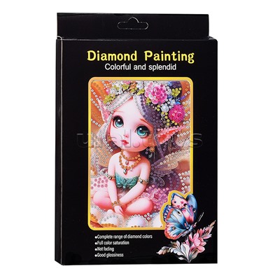 Мозаика алмазная "Малышка в ракушке" 15*20см