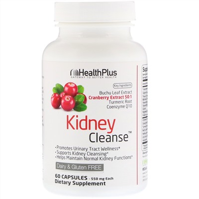 Health Plus, Kidney Cleanse™, препарат для очищения почек, 550 мг, 60 капсул
