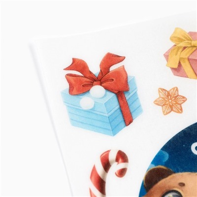 Вафельные картинки съедобные «С новым годом» для декора тортов и капкейков, 1 лист