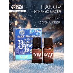 Новогодний набор эфирных масел «Зимняя банька!», кедр, сосна, 2 шт. по 10 мл
