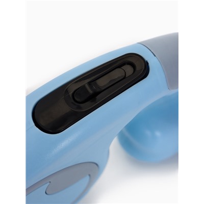 Рулетка - поводок «Косточка», 3 м, с контейнером для пакетов, пластик, голубая