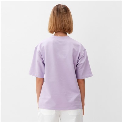 Футболка оверсайз с нашивкой женская MINAKU: One Most Brand, сиреневая, размер 46