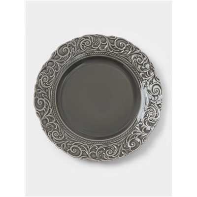 Тарелка обеденная WY Floral Laceware, d=25 см, фарфор, серая