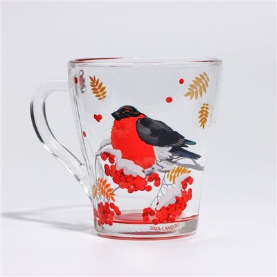 Кружки стеклянные новогодние «Снегири!», набор 2 шт.