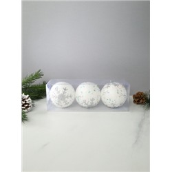Новогоднее украшение Шары 3 штуки 8 см / WF-192 /уп 128/белые