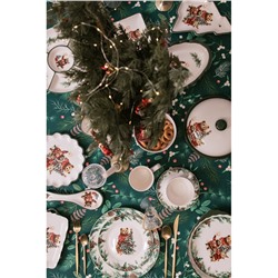 Тарелка новогодняя Доляна «Сказки зимнего леса», d=25.5 см, фарфор, белая