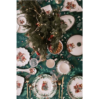 Тарелка новогодняя Доляна «Сказки зимнего леса», d=25.5 см, фарфор, белая