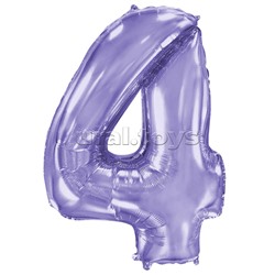 Шар (40''/102 см) Цифра, 4, Сиреневый, 1 шт. в уп.