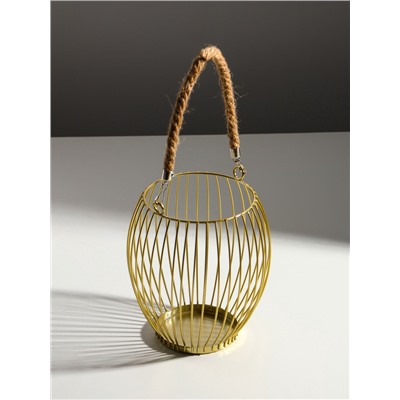 Подсвечник металл на 1 свечу «Корзина», d=10 см, бронза, 15×15×17 см