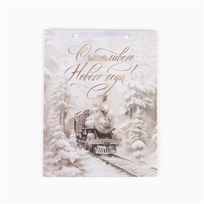 Пакет подарочный новогодний крафтовый «С Новым годом», L 31×40×11.5 см