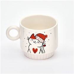 Кружки новогодние керамические «Снежные котики», 2 шт. по 250 мл