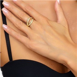 Комплект ювелирной бижутерии Итальянское золото (покрытие желтое 14к), серьги и кольцо безразмерное, покрытие позолота,вставки: фианиты, цвет: прозрачный, арт. 213.065