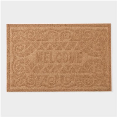 Коврик придверный Доляна Welcome, вензеля, влаговпитывающий, без окантовки, 38×59 см, МИКС