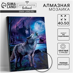 Алмазная мозаика с полным заполнением на подрамнике «Волк в лесу», 40×50 см