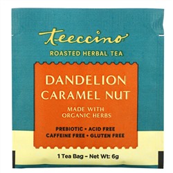 Teeccino, Roasted Herbal Tea, Dandelion Caramel Nut, Caffeine Free, 10 Tea Bags, 2.12 oz (60 g)