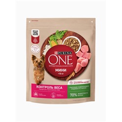 Сухой корм Purina One mini «Здоровый вес» для мелких пород, индейка/рис, 1.5 кг