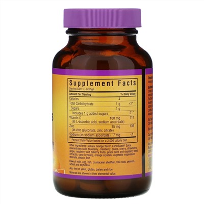Bluebonnet Nutrition, EarthSweet, пастилки с цинком, натуральный апельсиновый ароматизатор, 15 мг, 60 пастилок