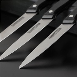 Набор кухонных ножей «Ночь», 3 предмета, лезвие 12 см, цвет чёрный