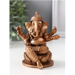 Фигурка гипс «Ганеша на лотосе», 10.5×9×8 см, бронза