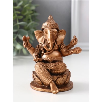 Фигурка гипс «Ганеша на лотосе», 10.5×9×8 см, бронза